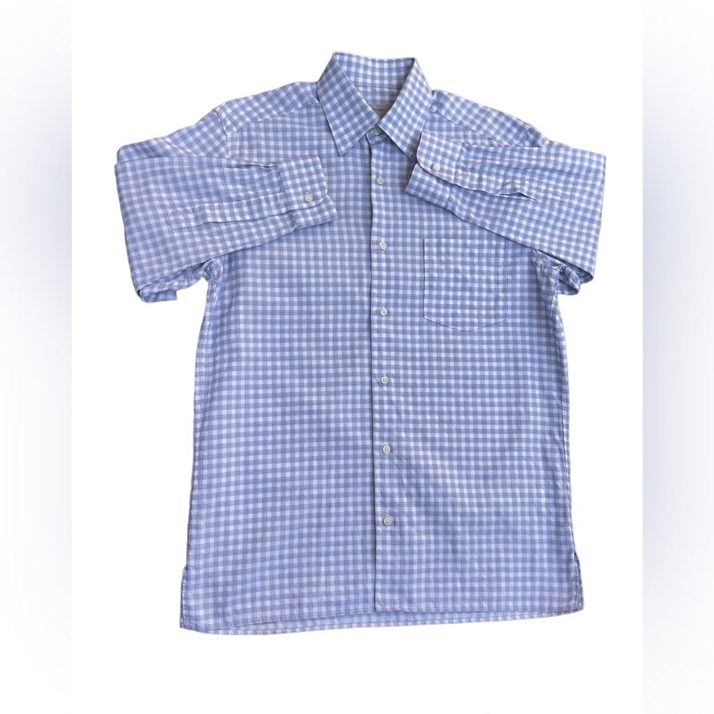 Ermenegildo Zegna Mens Medium Purple Check Lightweight  Button Down Shirt Italy